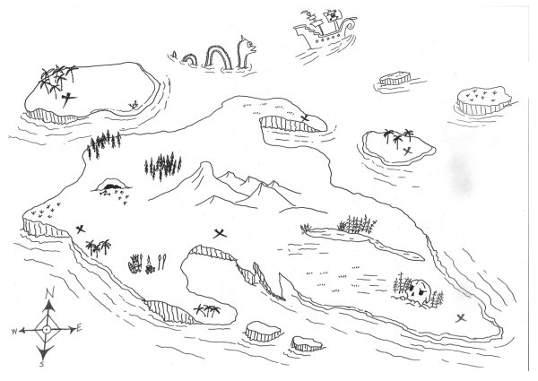 Раскраска карта сокровищ для детей