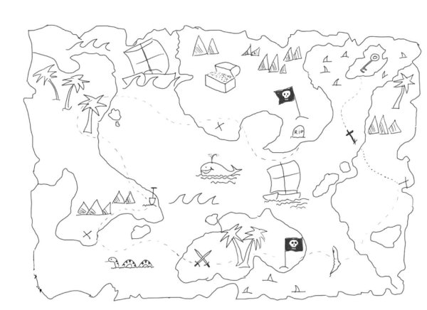 Раскраска карта сокровищ для детей