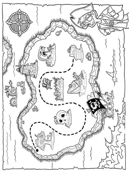 Карта клада раскраска