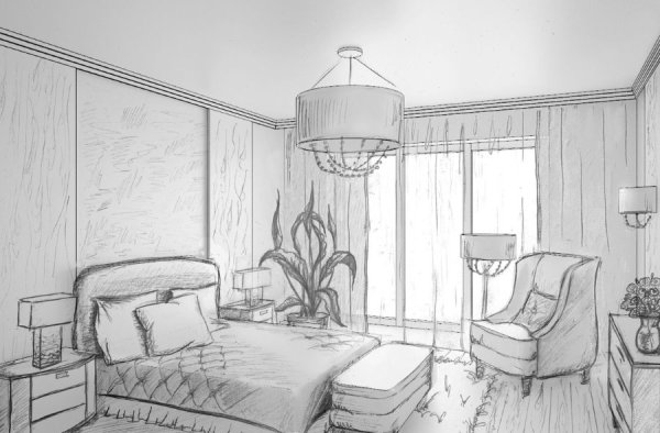 Рисование интерьера комнаты