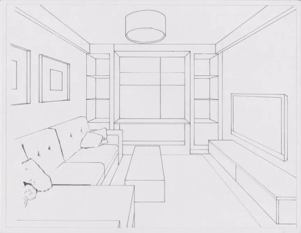 Рисование интерьера комнаты