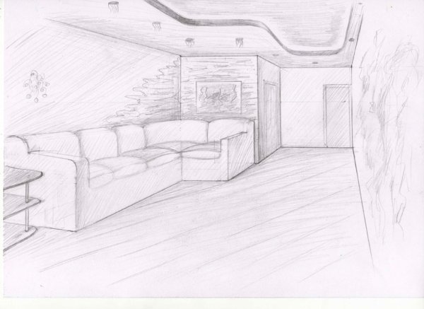 Гостиная карандашом