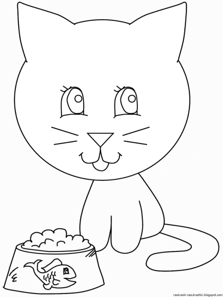 Кот раскраска для малышей