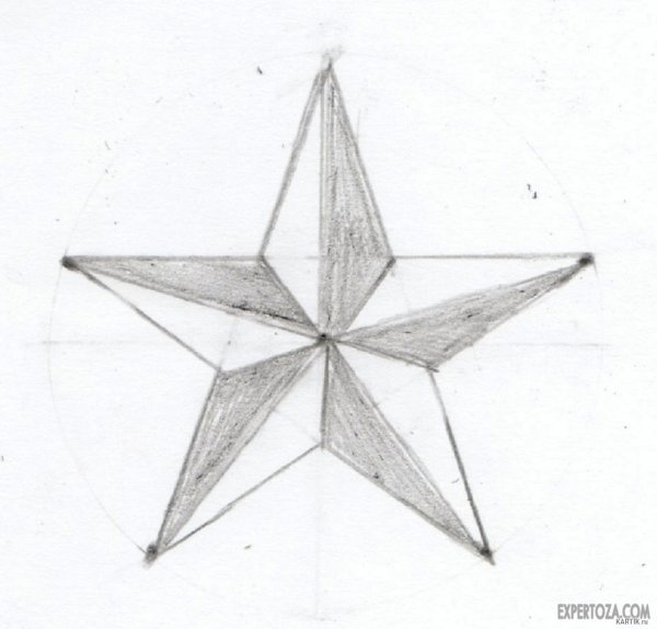 Объемная звезда карандашом