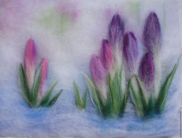 Картина из шерсти заяц