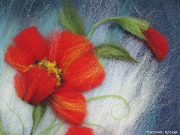 Аппликация из шерсти для валяния