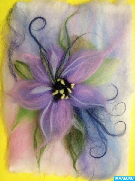 Картина из шерсти дельфины