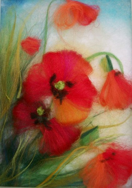 Рисование шерстью крокусы