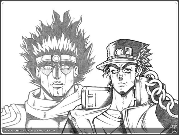 Джоджо Куджо Джотаро и Стар платинум срисовки