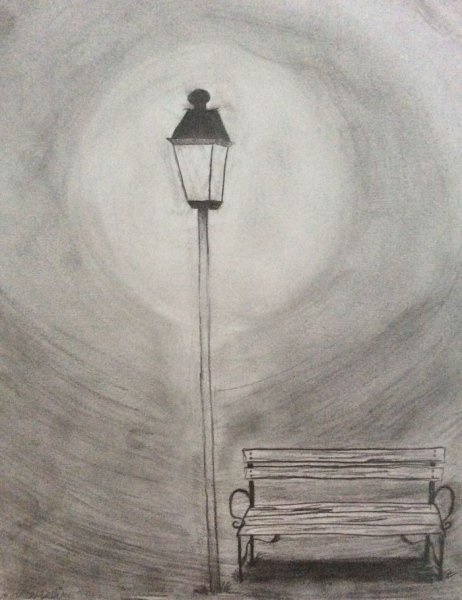 Уличный фонарь карандашом