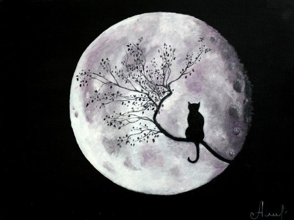 Луна красками