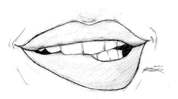 Рисунки карандашом для срисовки губы