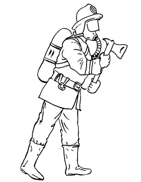 Раскраска пожарный для детей