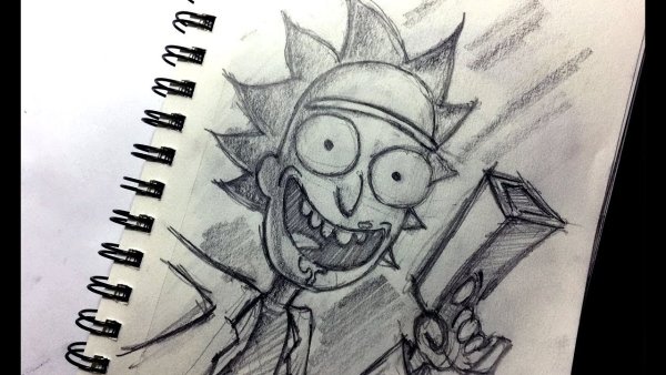 Красивый арт карандашом Рик