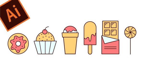 Иконки сладости в иллюстраторе