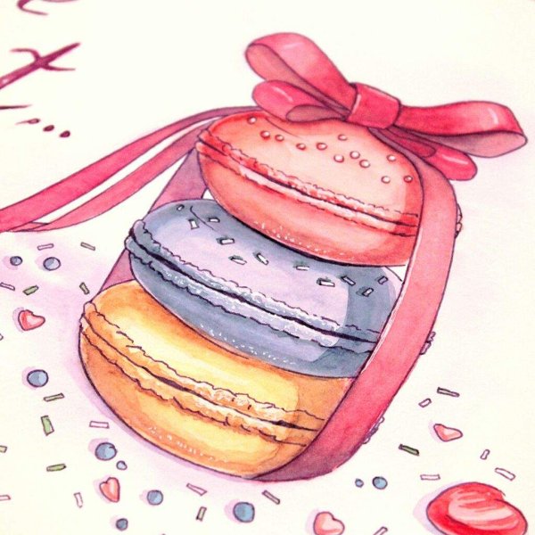 Макарунс акварель