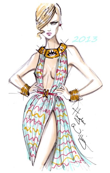 Fashion illustration Одри Хепберн