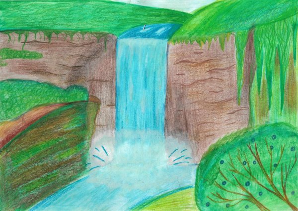 Рисование водопада для детей