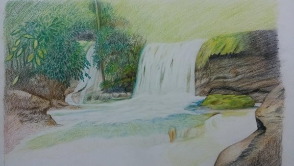 Водопад карандашом