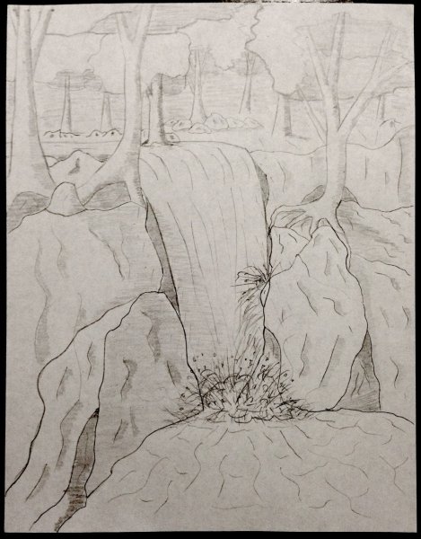 Водопад карандашом