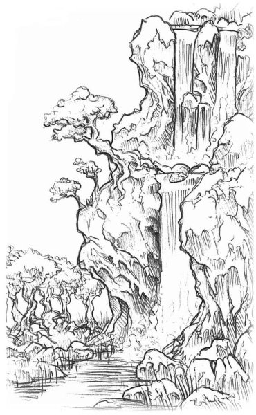 Водопад карандашом