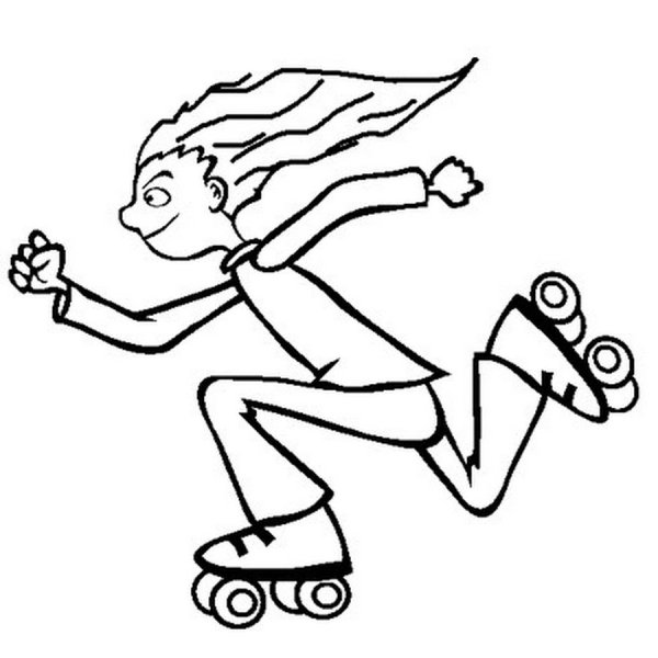 Раскраска мальчика на роликовых коньках
