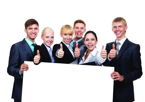 Команда профессионалов на белом фоне