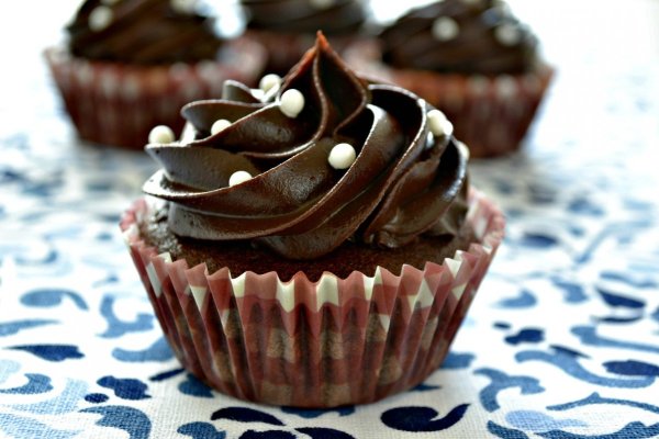 Шоколадные капкейки с кремом ганаш
