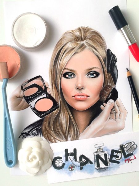 Нарисованная девушка с косметикой