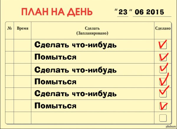 План на день