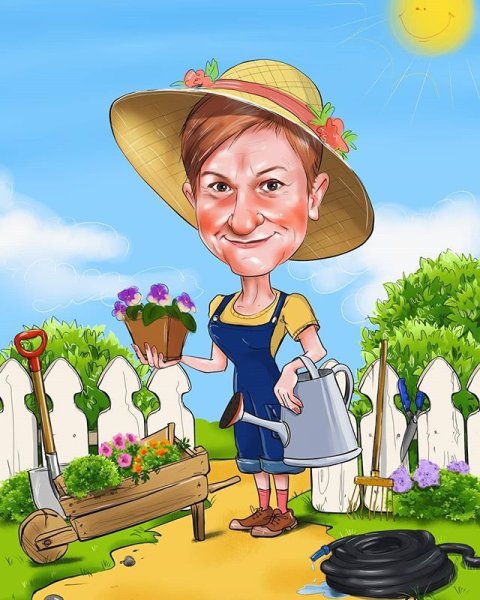 Шарж Дачница