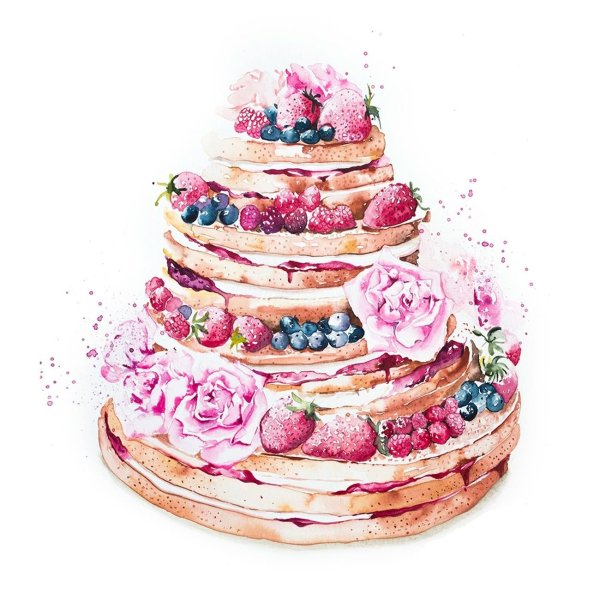 Торт акварель