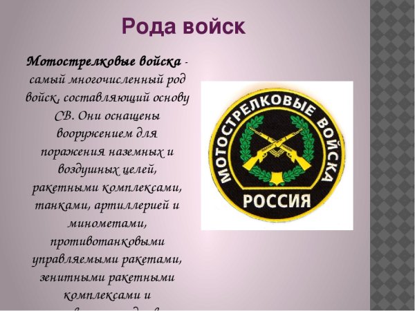 Рода сухопутных войск вс РФ: Мотострелковые войска
