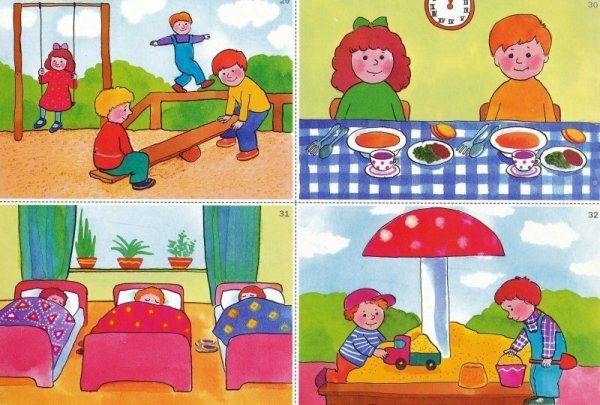 Карточки с изображением частей суток