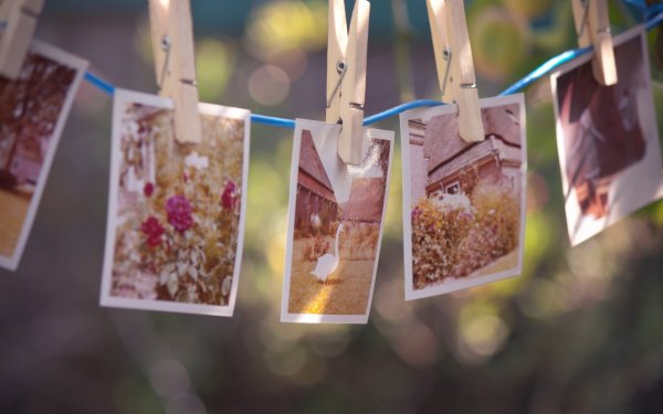 Фотокарточки на веревке