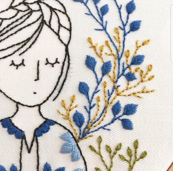 Вышивка гладью лицо девушки