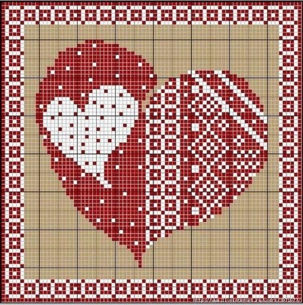 Вышивка крестом сердце