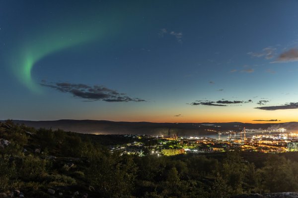 Ночной Мурманск Северное сияние