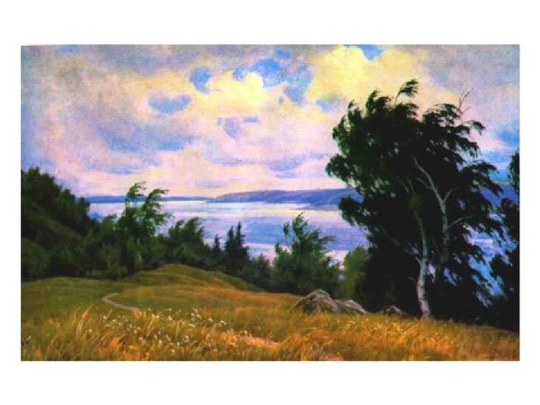 Картина маслом Бориса Щербакова ветер на Волге