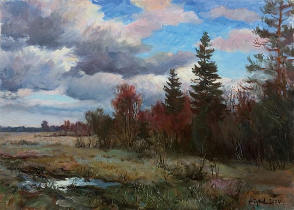 Пейзаж ветреный день