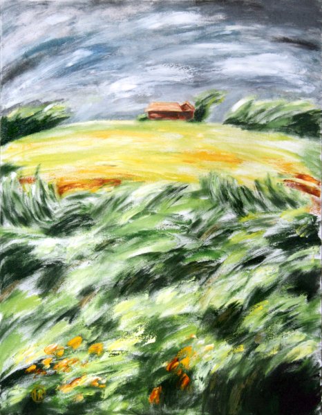 Ветреный день рисование