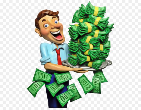 Мультяшный человек с деньгами