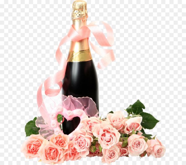 Открытки с шампанским и цветами