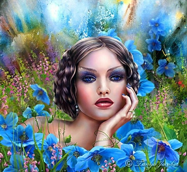 Голубые глаза девушки анимация