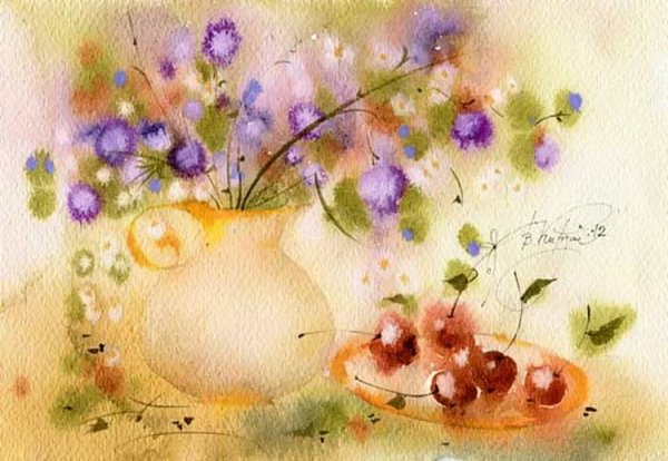 Чаепитие акварель