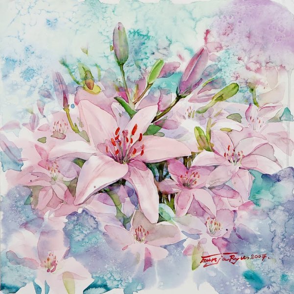 Дарья Чачева акварель цветы