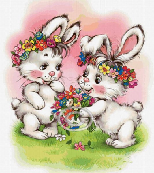 Милые зверушки с цветами