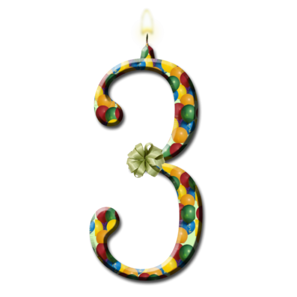 Цифра 3 года на прозрачном фоне