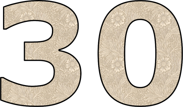 Цифра 30 трафарет