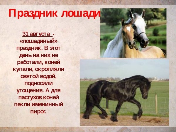 31 Августа день лошади день Флора и Лавра